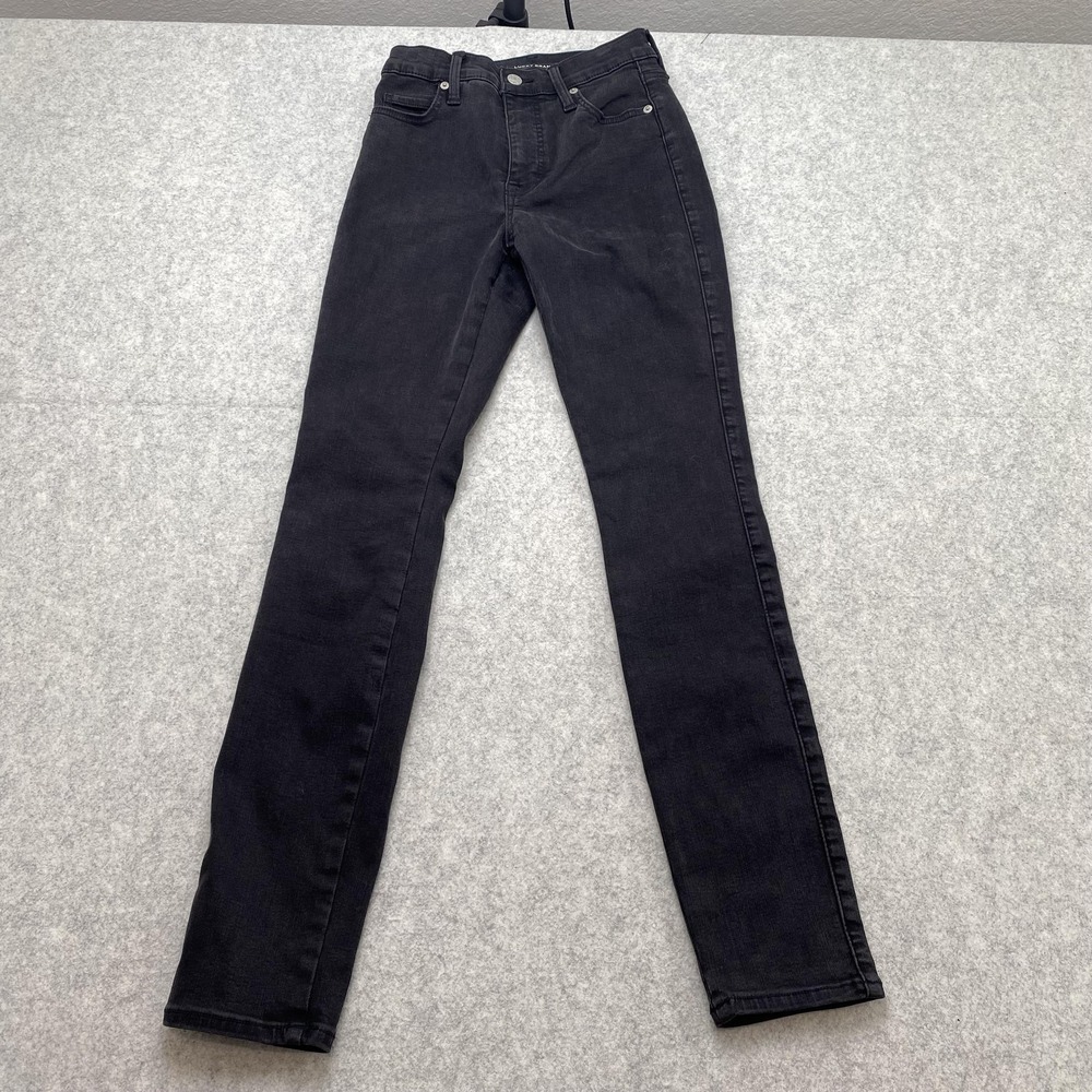 Lucky Brand High Rise Skinny Jeans Womens 2 (22x28) Black Charcoal Stretch Denim